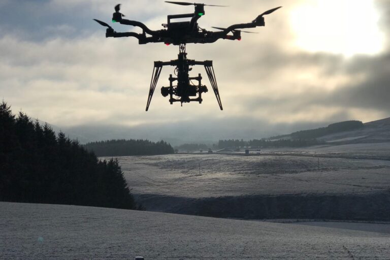 Drone Filming and Flying in the Snow in Winter